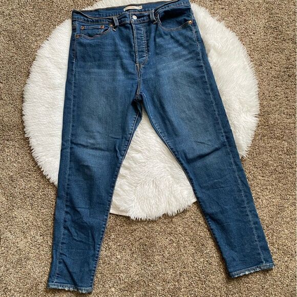 Levi’s Wedgie Skinny Button Fly Jeans Womens Size 32 Blue - Picture 1 of 10